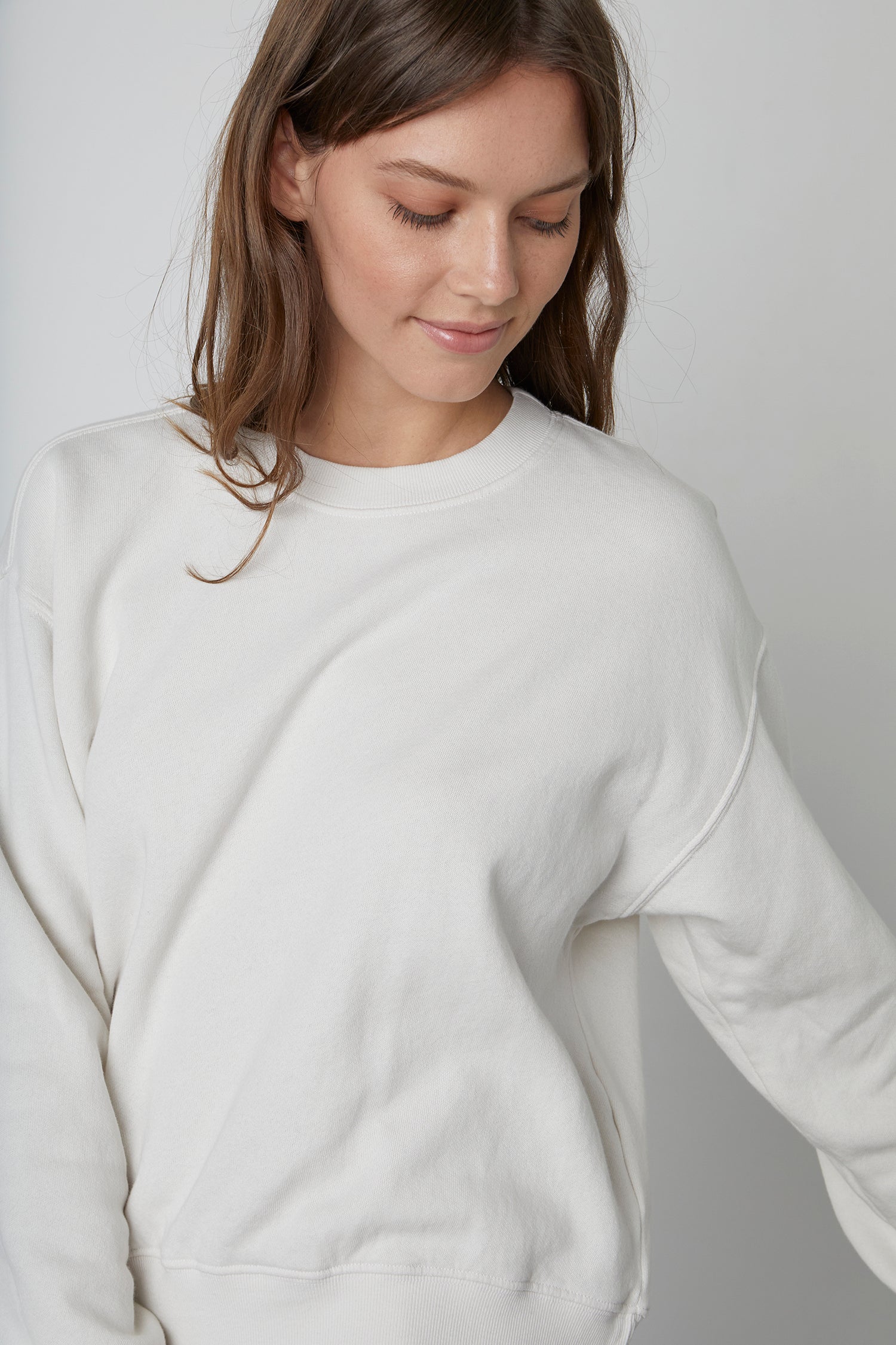 Womens white fleece sweatshirt sale