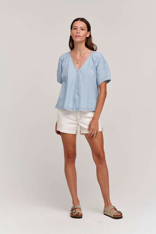 KINSLEY CHAMBRAY TOP IN CHAMBRAY