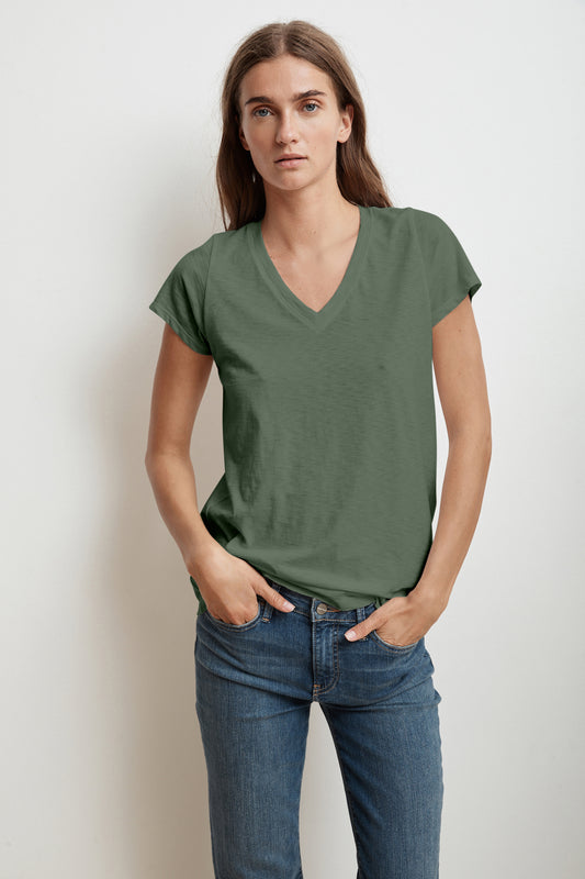 JILL COTTON SLUB T-SHIRT IN ALOE