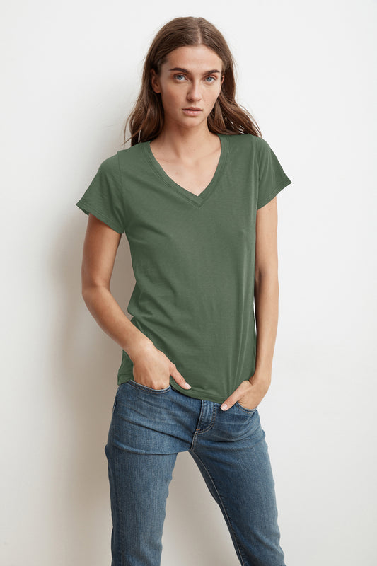 JILL COTTON SLUB T-SHIRT IN ALOE