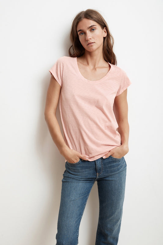KATIE CITY COTTON SLUB TEE IN ROSETTA