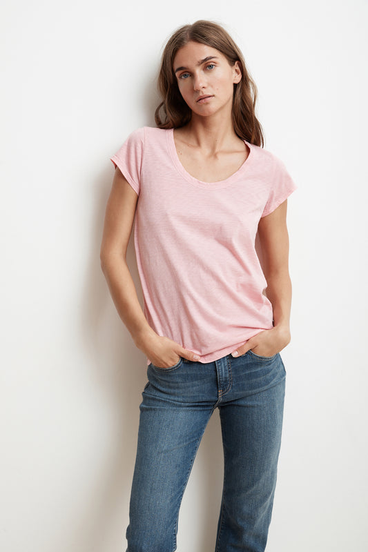 KATIE CITY COTTON SLUB TEE IN BUBBLE