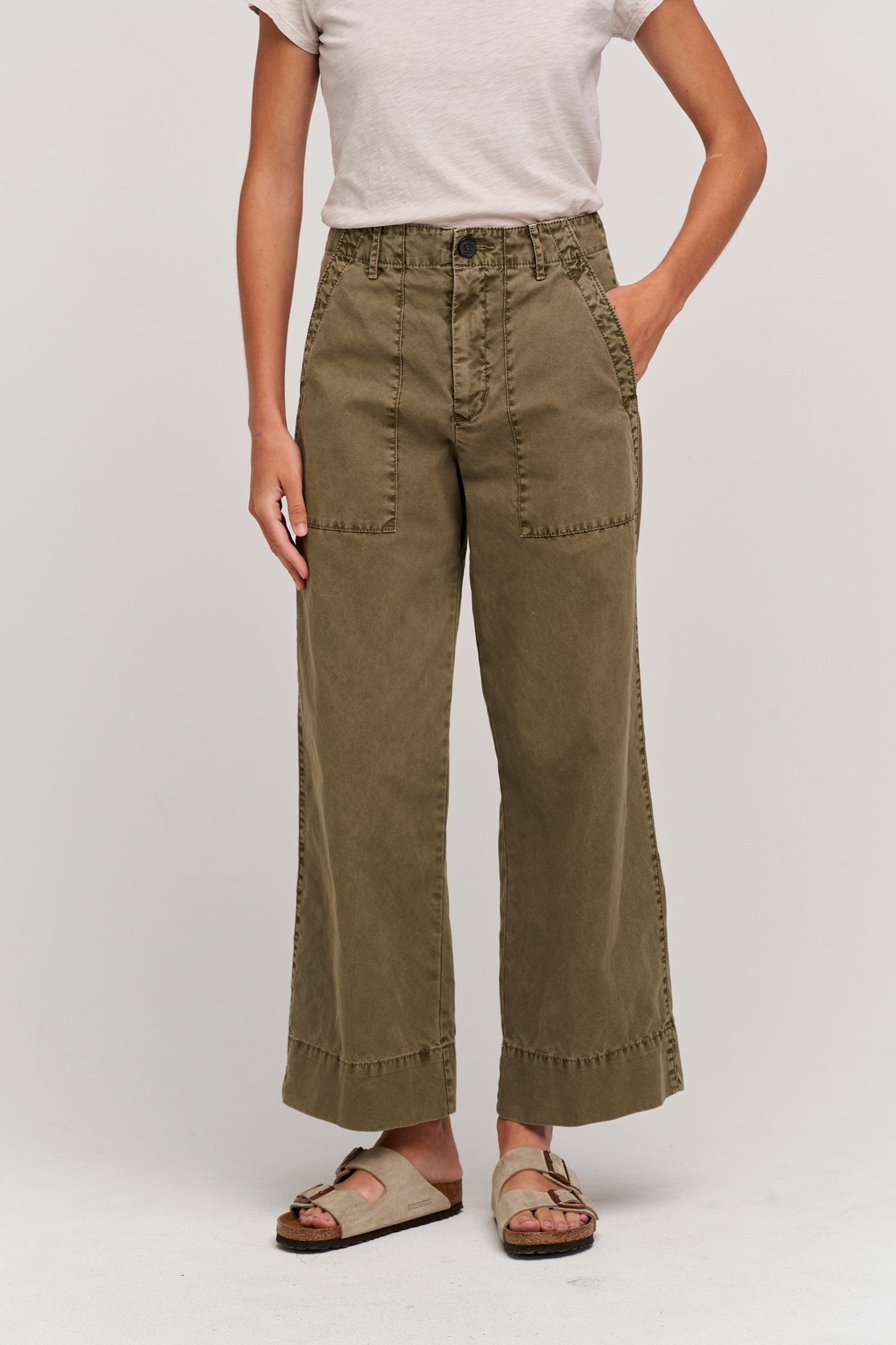 MYA COTTON CANVAS TROUSERS IN AXE