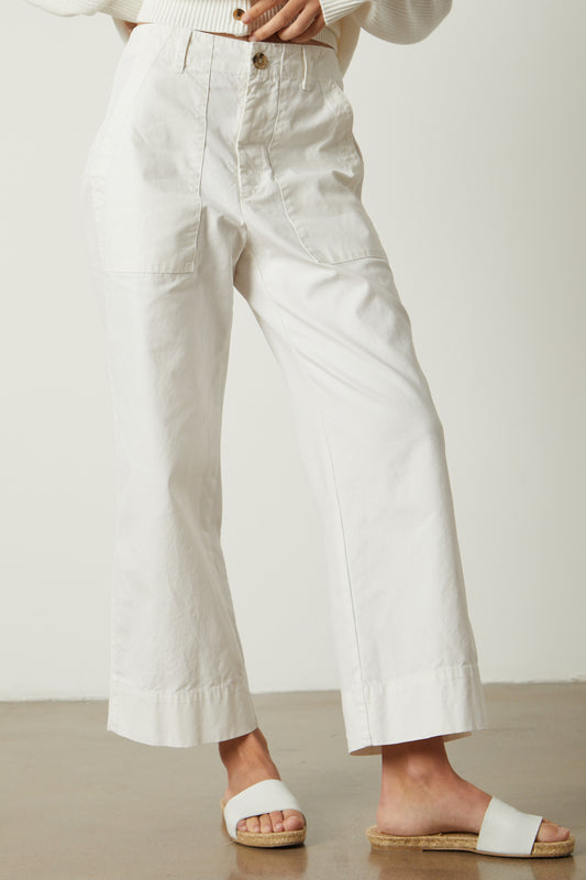 MYA COTTON CANVAS TROUSERS IN SLEET