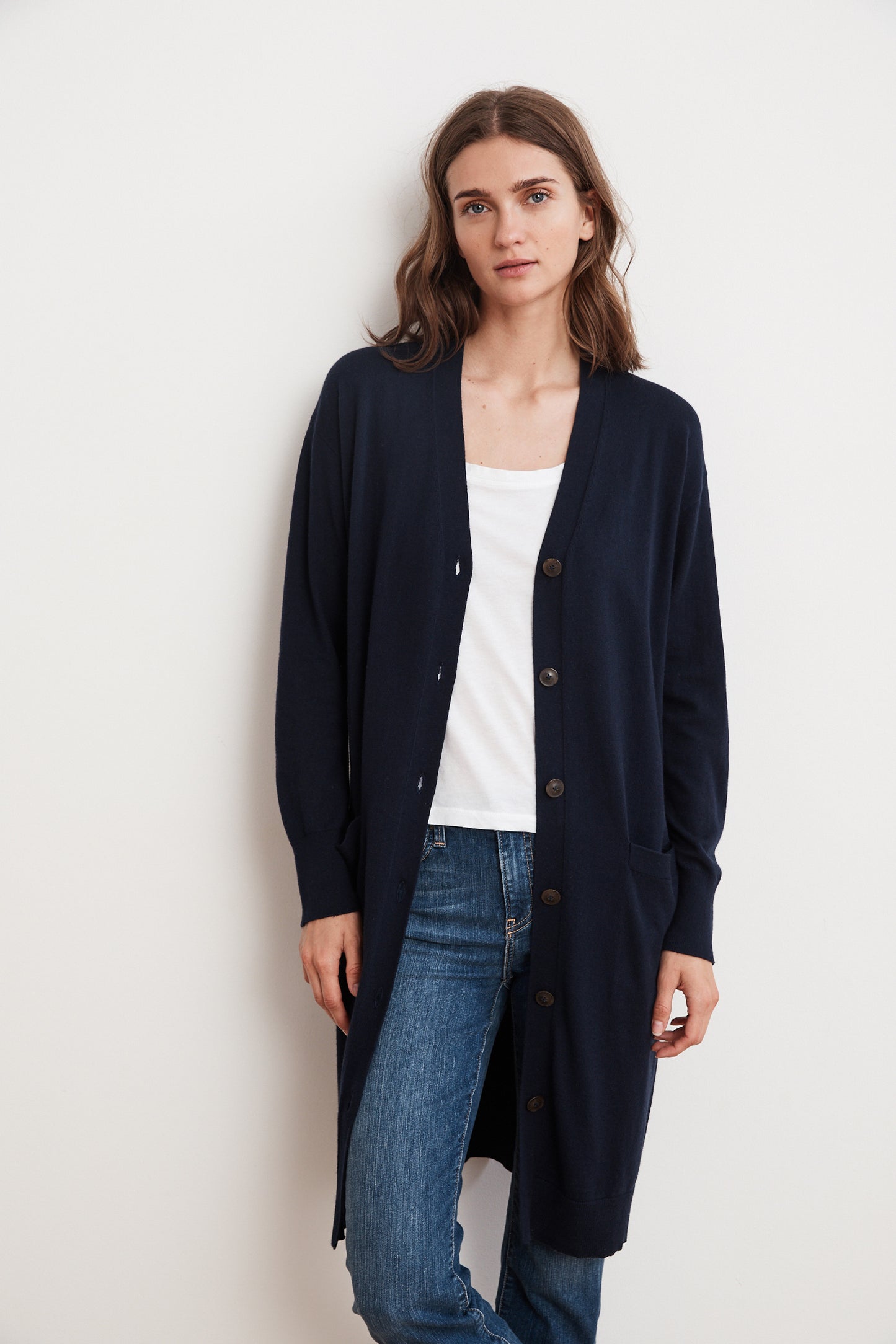 TANIA LIGHTWEIGHT COTTON CASHMERE DUSTER CARDIGAN IN MARIN