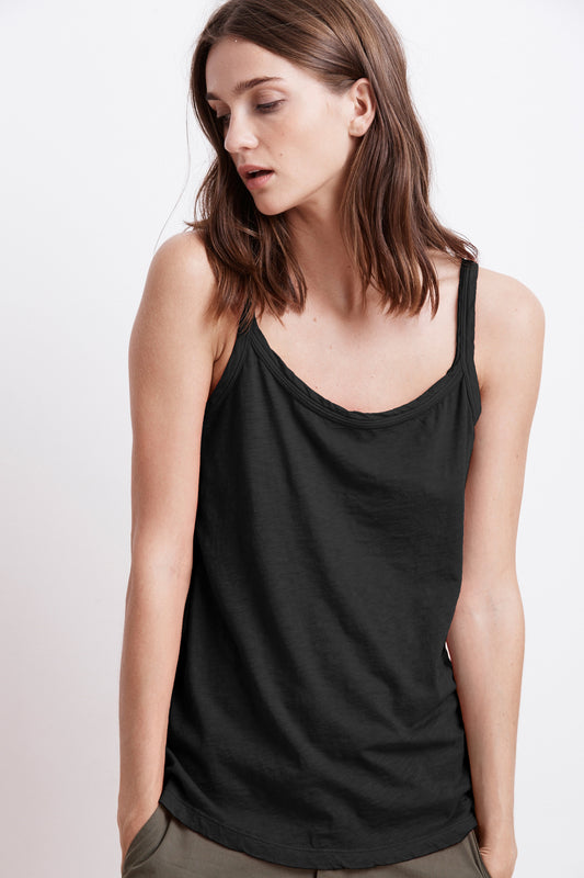 KAT COTTON SLUB TANK TOP IN BLACK