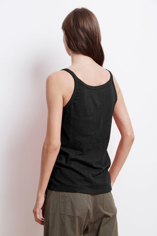 KAT COTTON SLUB TANK TOP IN BLACK