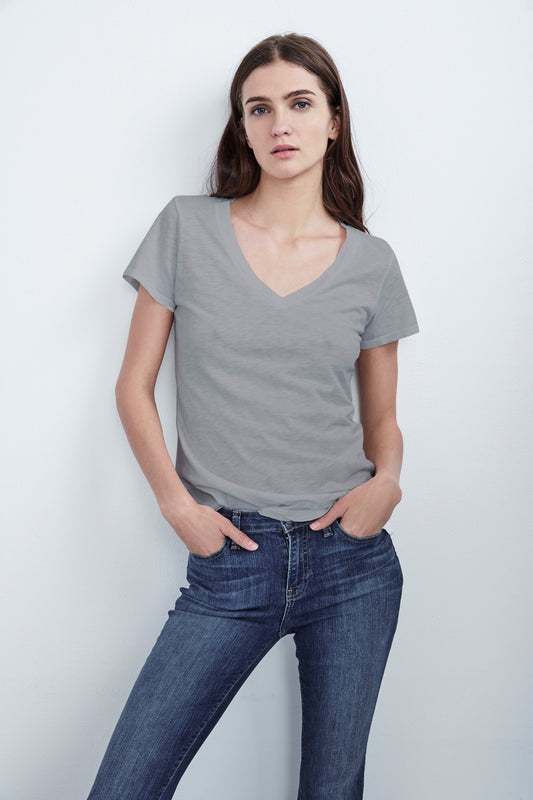 LILITH COTTON SLUB T-SHIRT IN GREY