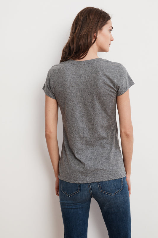 ODELIA COTTON SLUB CREW NECK TEE IN GREY