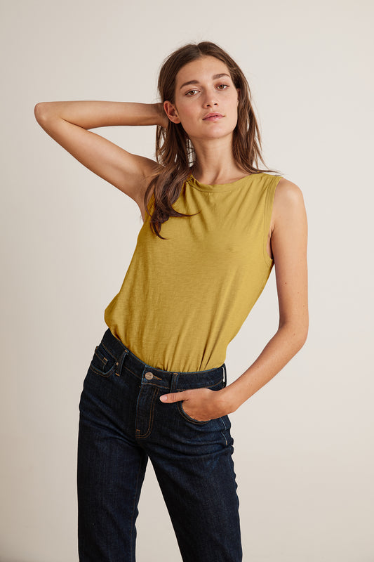 TAURUS COTTON SLUB TOP IN AMBER