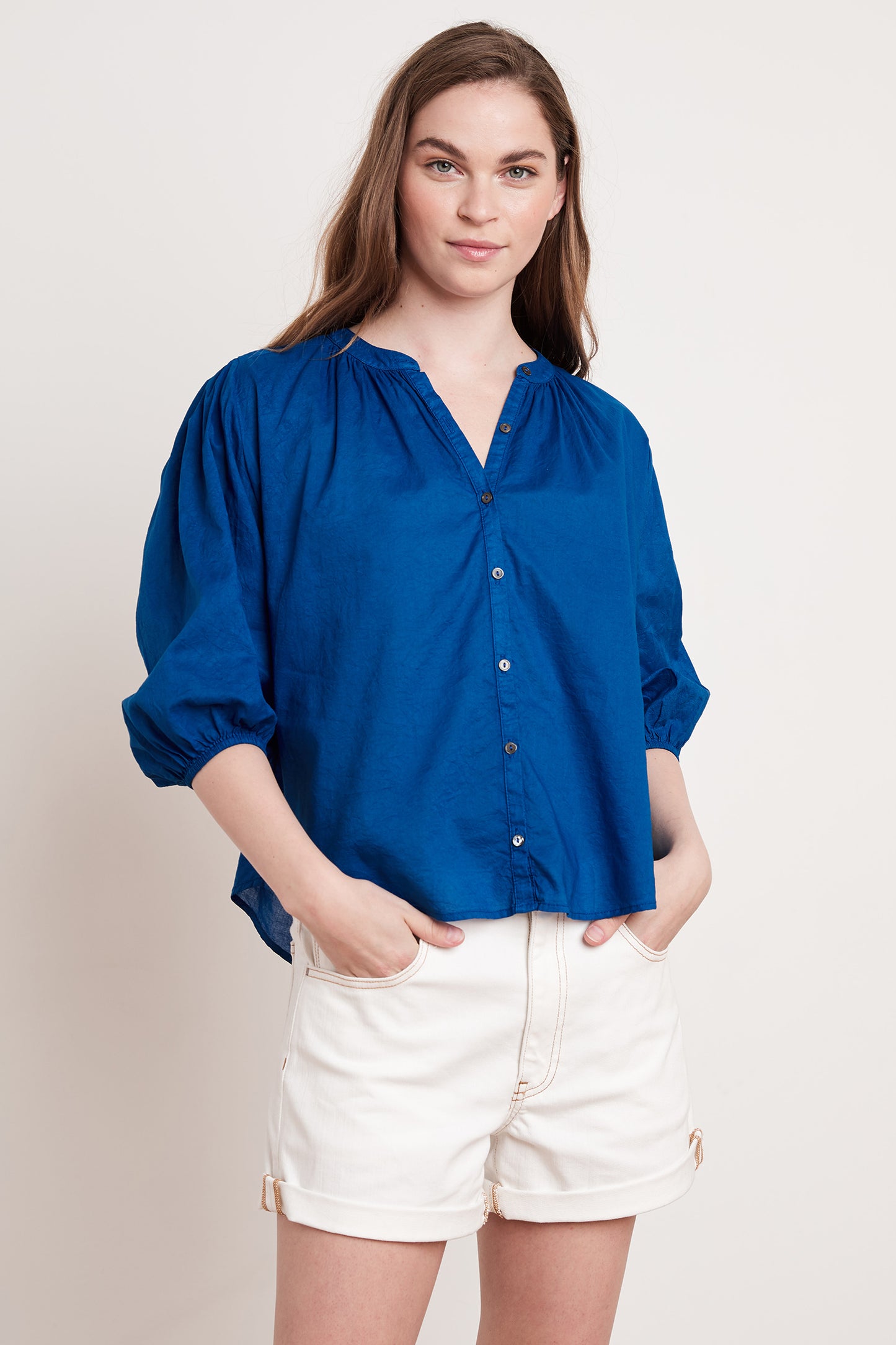EMBERLY COTTON VOILE TOP IN PATRIOT