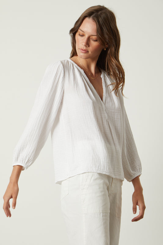 MAGGIE COTTON GAUZE TOP IN WHITE