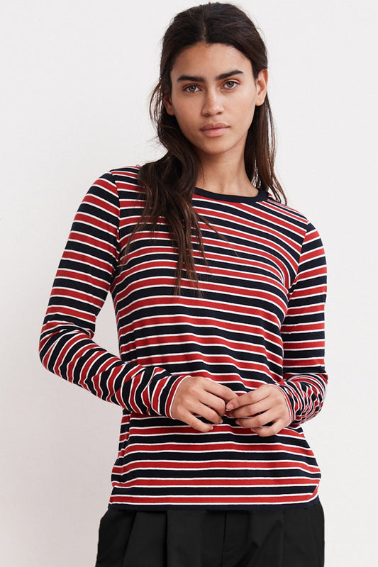ARTY KNIT STRIPE CREW NECK TOP IN MULTI