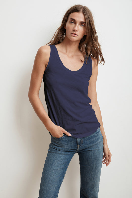 JEN SCOOP NECK TANK TOP IN ATLAS