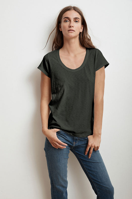 KATIE CITY COTTON SLUB TEE IN CIRRUS