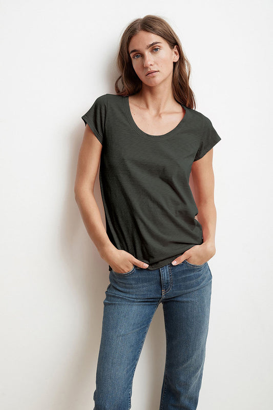 KATIE CITY COTTON SLUB TEE IN CIRRUS