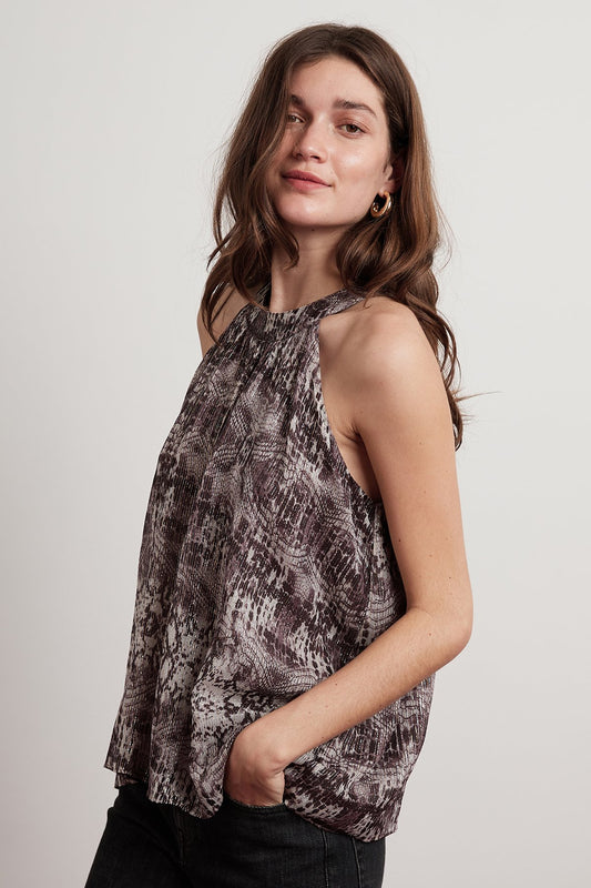 DEBBIE LUREX PRINT TOP IN SNAKESKIN
