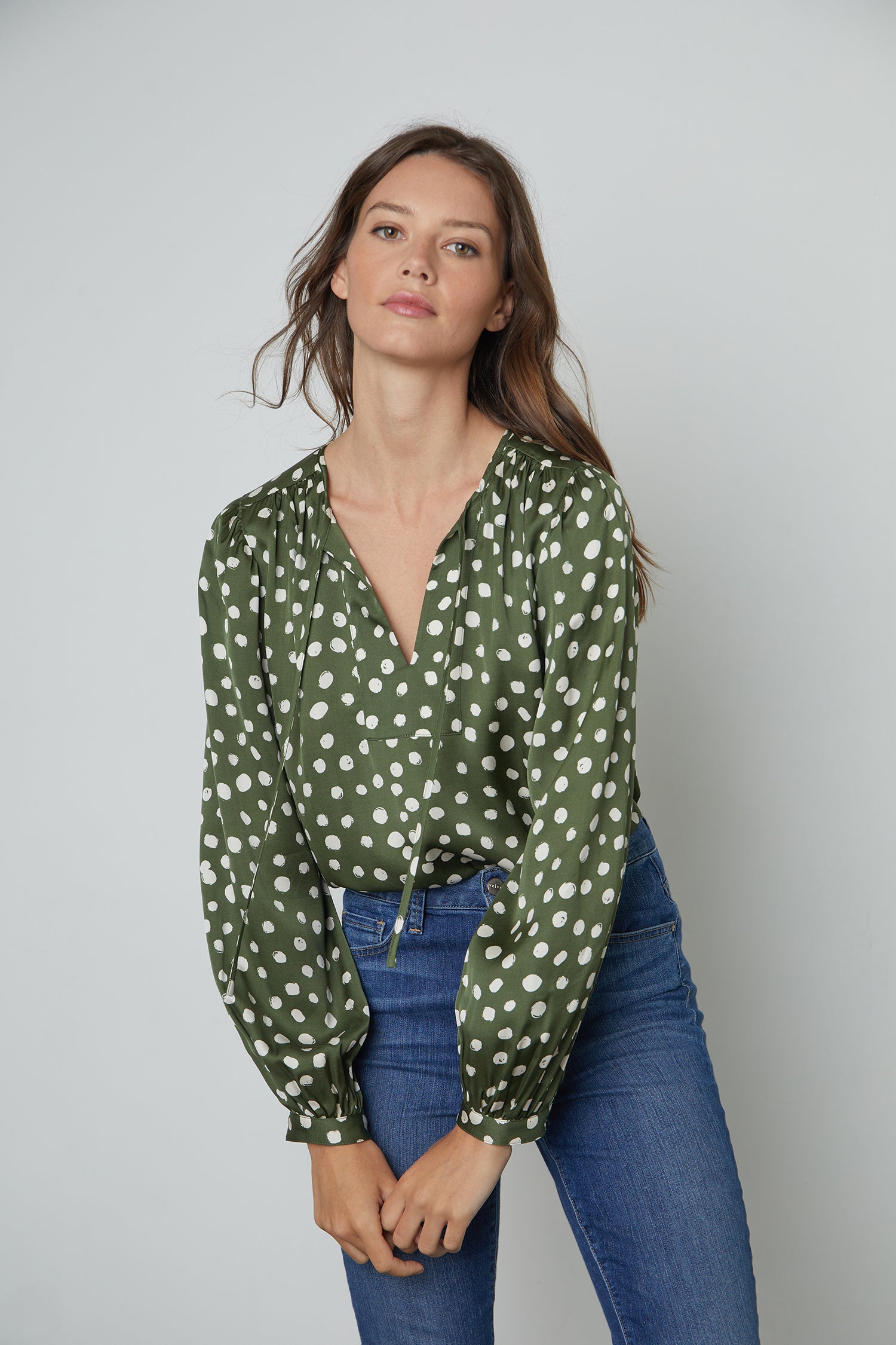 Green polka dot top online