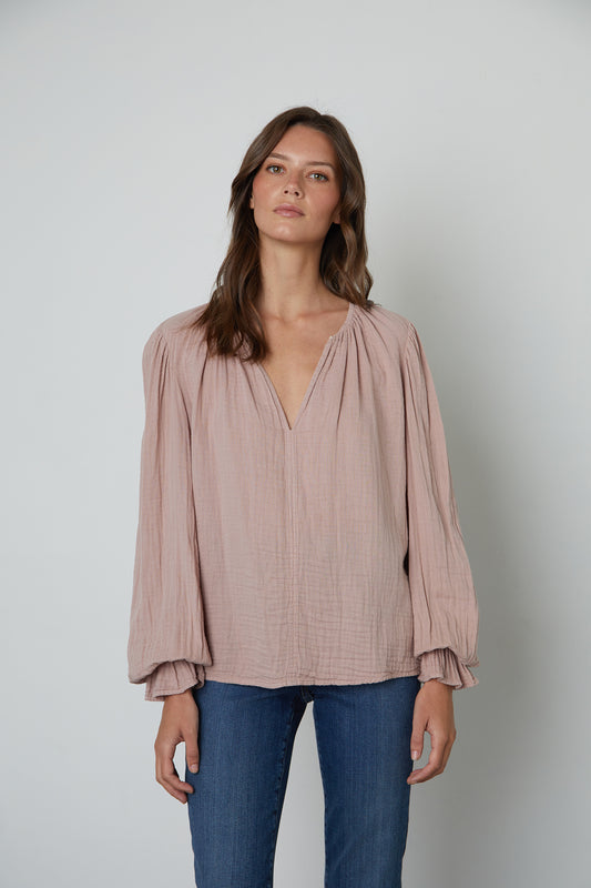 MAY COTTON GAUZE TOP IN ROSEGOLD