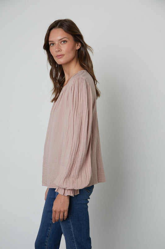 MAY COTTON GAUZE TOP IN ROSEGOLD