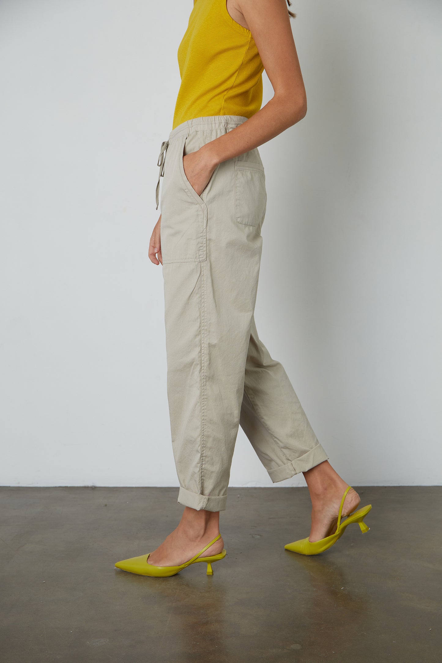 MISTY COTTON TWILL PANT IN STONE