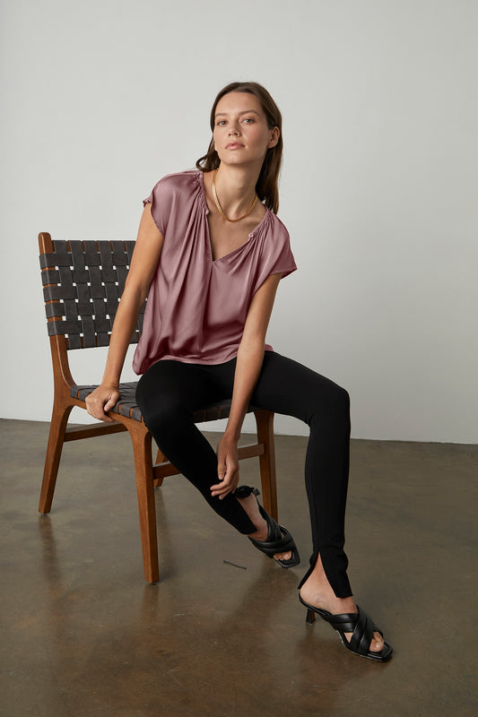 ODETTE CAP SLEEVE BLOUSE IN ROSEGOLD