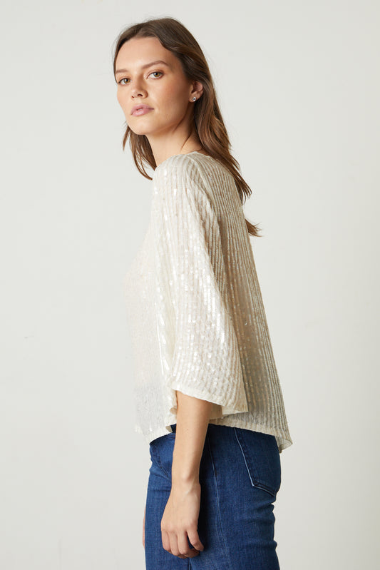 ASHA SEQUIN TOP IN CREAM