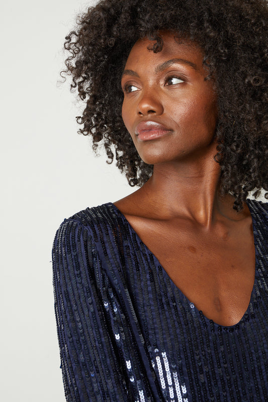 ASHA SEQUIN TOP IN NAVY