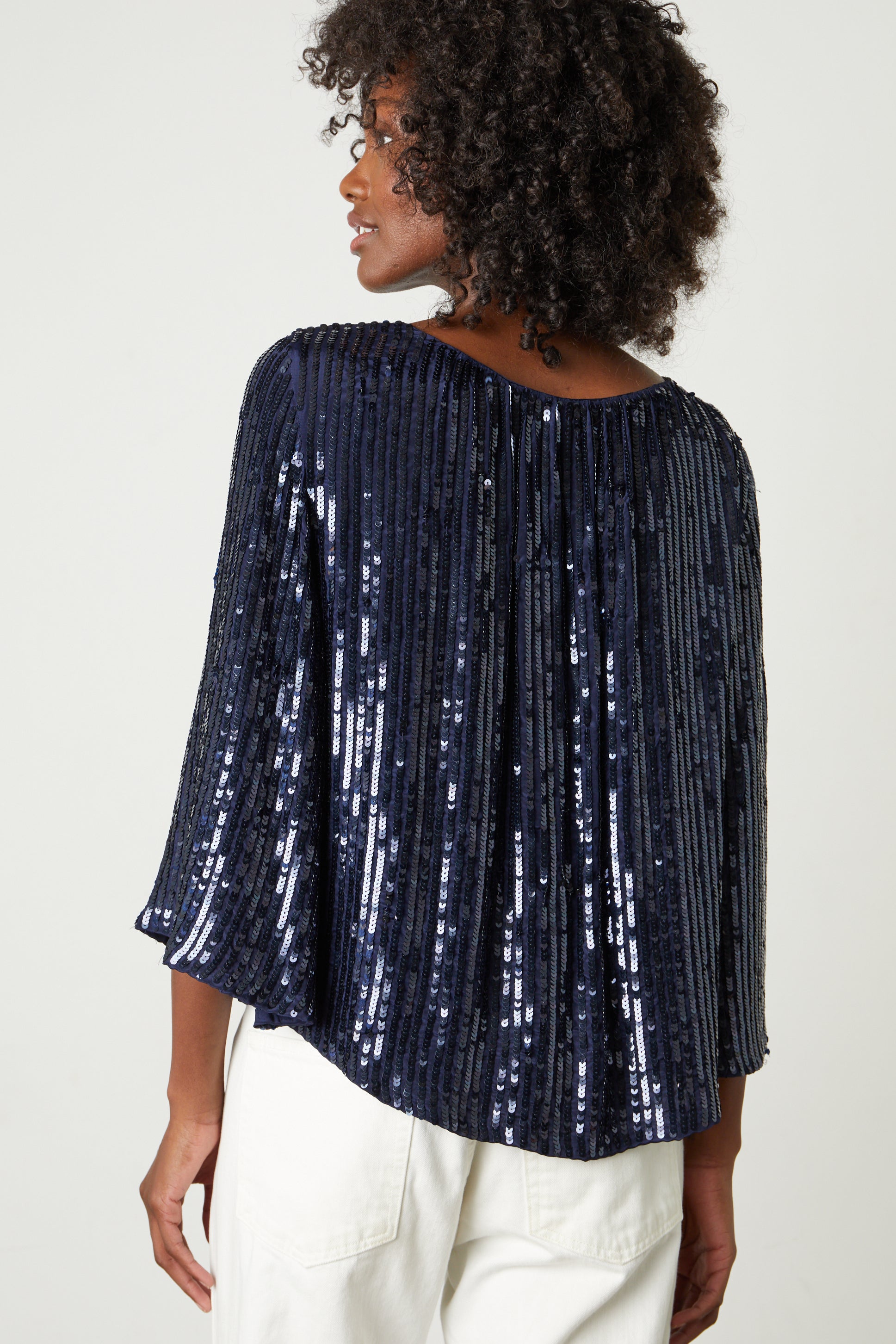 Sequin cheap top navy