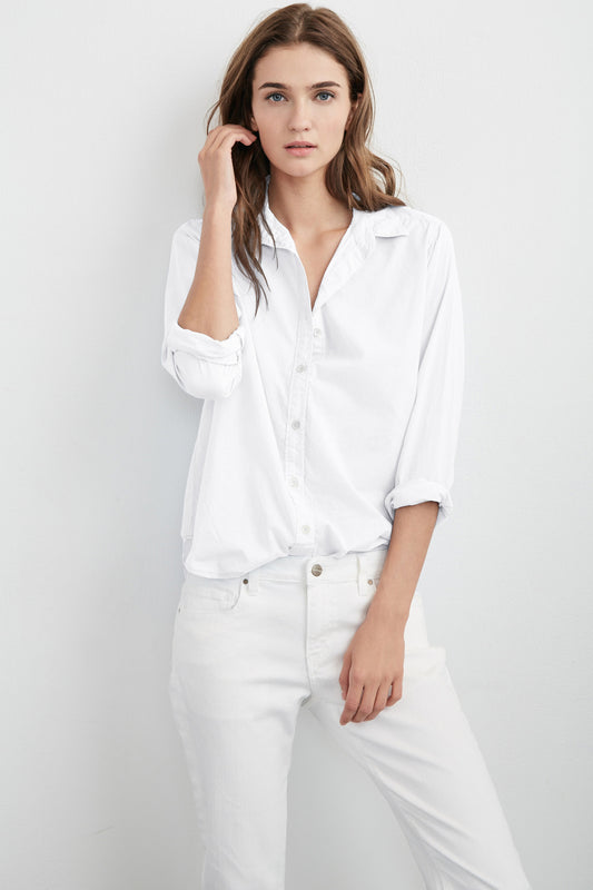 MINNIE BUTTON-DOWN COTTON SHIRT IN WHITE