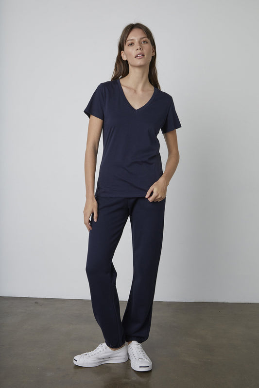 SUSAN WHISPER COTTON TEE IN NAVY