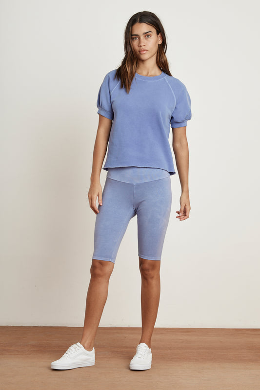 STACIA SHORT SLEEVE RAGLAN TERRY TOP IN DEWDROP