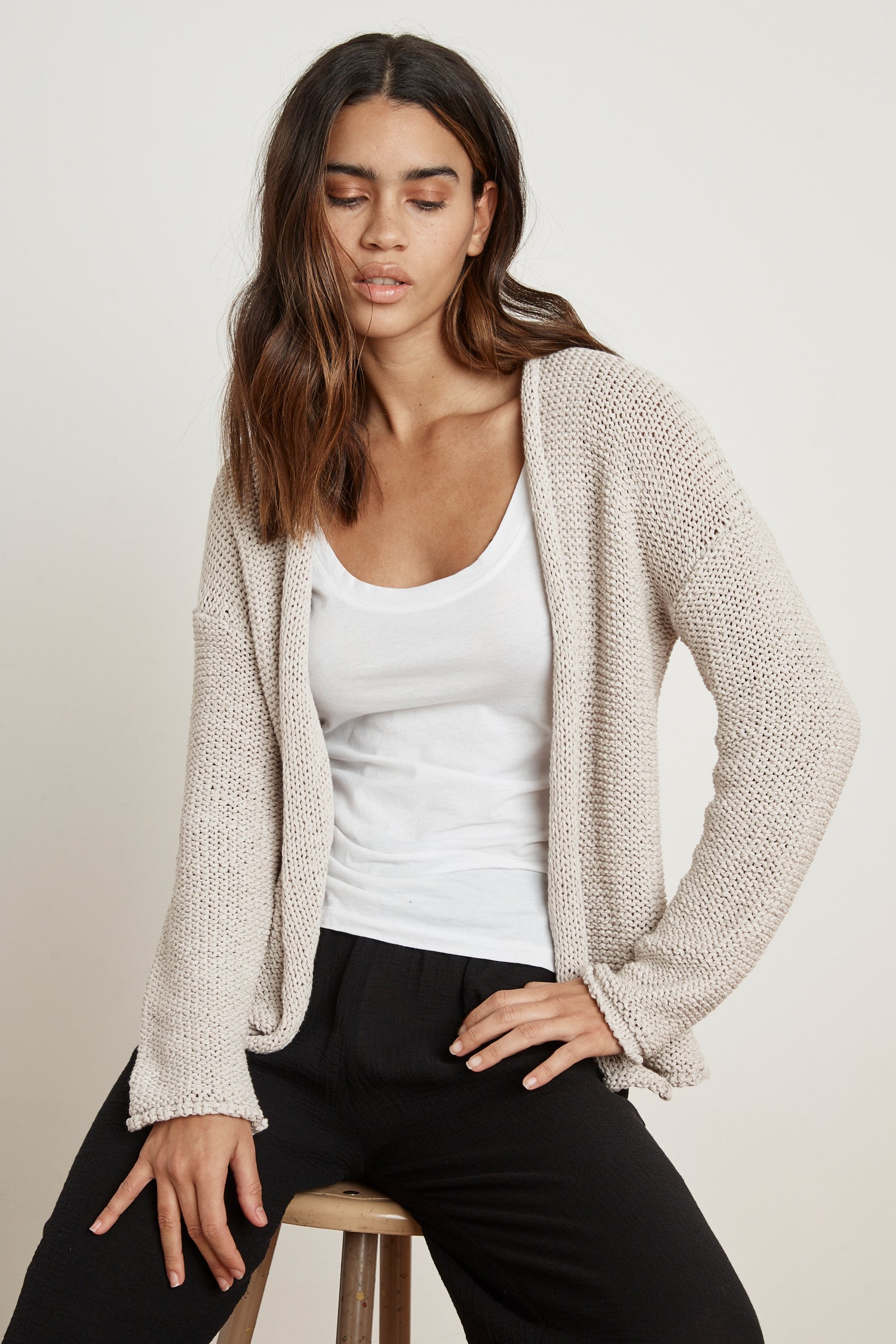 Tape yarn outlet cardigan