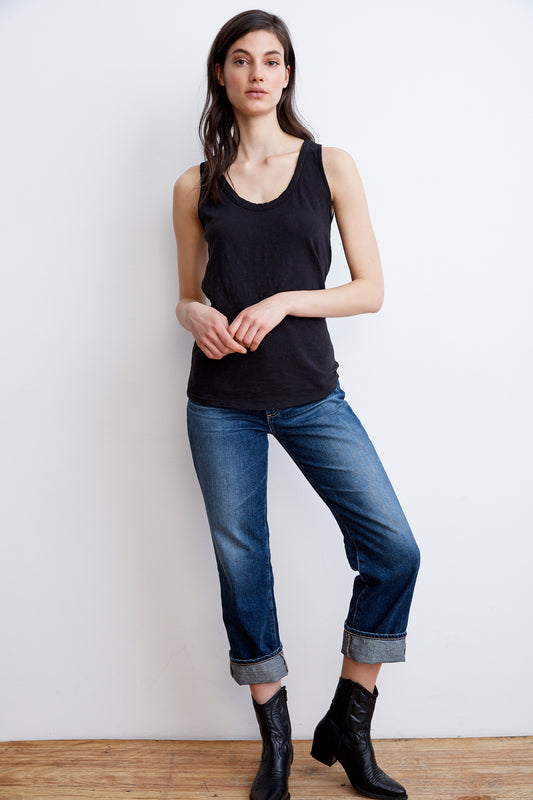 JERRY HIGH RISE STRAIGHT CUFF JEAN IN CARBON