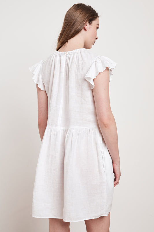 EVONNE WOVEN LINEN DRESS IN WHITE